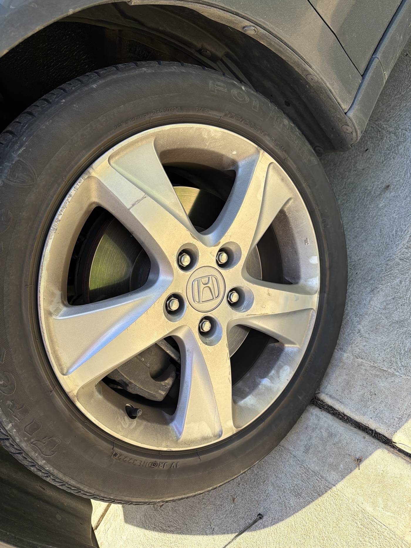 New tyre fitted on a car's alloy wheel
